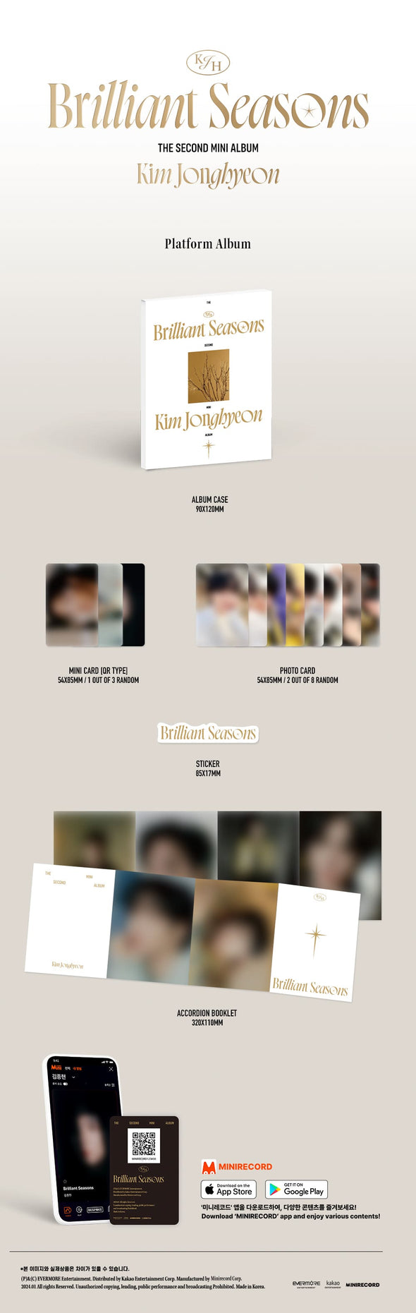 KIM JONG HYEON - 2nd Mini Album [Brilliant Seasons] Platform - Kpop Music 사랑해요