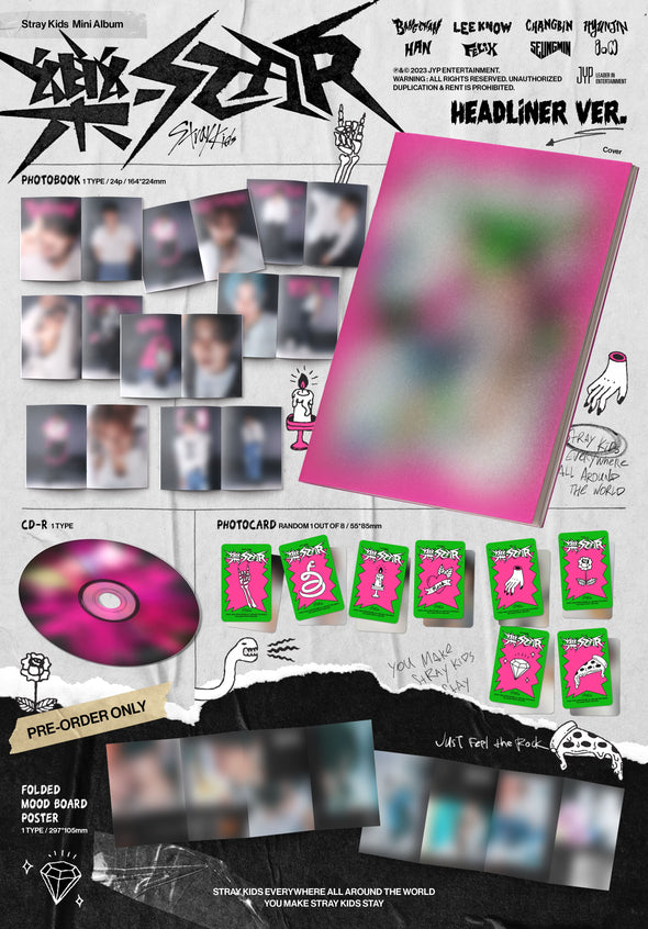 STRAY KIDS - 8th Mini Album [樂-STAR] - Headliner - Kpop Music 사랑해요