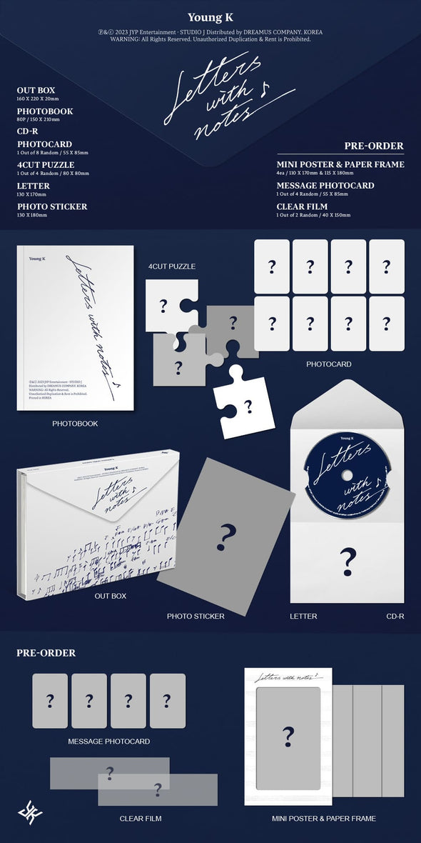 YOUNG K (DAY6) - 1st Full Album [Letters with notes] - Kpop Music 사랑해요