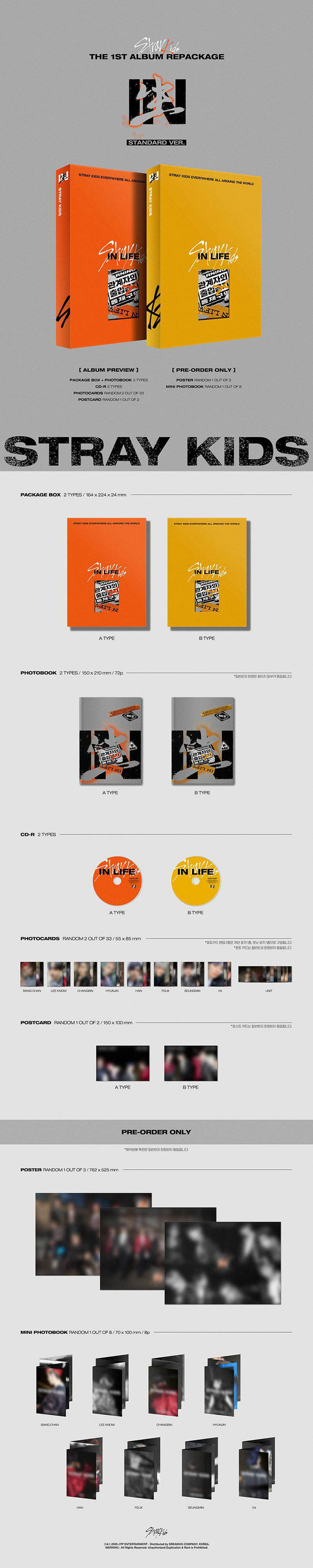 STRAY KIDS - 1st Album Repackage - IN生 (IN LIFE) Regular - Kpop Music 사랑해요